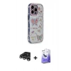 MARSİLYAN™- iPhone 15 Pro Max Kılıf Ahenk Modern Serisi - Siyah Bilvis 5in1 5D Magic Hayalet Cam Ekran Koruyucu + Gümüş Raze Metal Kamera Lens