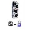 MARSİLYAN™- iPhone 15 Pro Max Kılıf Ahenk Modern Serisi - Siyah Bilvis 5in1 5D Magic Hayalet Cam Ekran Koruyucu + Siyah PVD Metal Kamera Lens