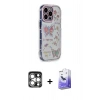 MARSİLYAN™- iPhone 15 Pro Max Kılıf Ahenk Modern Serisi - Siyah Bilvis 5in1 5D Magic Hayalet Cam Ekran Koruyucu + PVD Metal Kamera Lens - GS