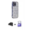 MARSİLYAN™- iPhone 15 Pro Max Kılıf Ahenk Modern Serisi - Siyah Bilvis 5in1 5D Magic Hayalet Cam Ekran Koruyucu + Raze Metal Kamera Lens - TMGI