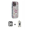 MARSİLYAN™- iPhone 15 Pro Max Kılıf Ahenk Modern Serisi - Siyah Bilvis Hayalet Cam Ekran Koruyucu + PVD Metal Kamera Lens - GS