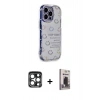 MARSİLYAN™- iPhone 15 Pro Max Kılıf Ahenk Modern Serisi - Siyah Bilvis Hayalet Cam Ekran Koruyucu + PVD Metal Kamera Lens - LT