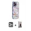 MARSİLYAN™- iPhone 15 Pro Max Kılıf Ahenk Modern Serisi - Siyah Bilvis Hayalet Cam Ekran Koruyucu + PVD Metal Kamera Lens - LT