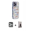 MARSİLYAN™- iPhone 15 Pro Max Kılıf Ahenk Modern Serisi - Siyah Bilvis Hayalet Cam Ekran Koruyucu + PVD Metal Kamera Lens - LT