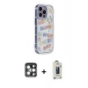 MARSİLYAN™- iPhone 15 Pro Max Kılıf Ahenk Modern Serisi - Siyah Bilvis Hayalet Cam Ekran Koruyucu + PVD Metal Kamera Lens - LT