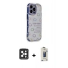 MARSİLYAN™- iPhone 15 Pro Max Kılıf Ahenk Modern Serisi - Siyah Bilvis Hayalet Cam Ekran Koruyucu + PVD Metal Kamera Lens - SH