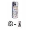 MARSİLYAN™- iPhone 15 Pro Max Kılıf Ahenk Modern Serisi - Siyah Bilvis Hayalet Cam Ekran Koruyucu + PVD Metal Kamera Lens - GS