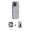 MARSİLYAN™- iPhone 15 Pro Max Kılıf Ahenk Modern Serisi - Siyah Bilvis Hayalet Cam Ekran Koruyucu + PVD Metal Kamera Lens - GS