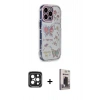 MARSİLYAN™- iPhone 15 Pro Max Kılıf Ahenk Modern Serisi - Siyah Bilvis Hayalet Cam Ekran Koruyucu + PVD Metal Kamera Lens - SH