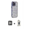 MARSİLYAN™- iPhone 15 Pro Max Kılıf Ahenk Modern Serisi - Siyah Bilvis Hayalet Cam Ekran Koruyucu + PVD Metal Kamera Lens - GI