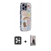 MARSİLYAN™- iPhone 15 Pro Max Kılıf Ahenk Modern Serisi - Siyah Bilvis Hayalet Cam Ekran Koruyucu + PVD Metal Kamera Lens - SH