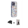 MARSİLYAN™- iPhone 15 Pro Max Kılıf Ahenk Modern Serisi - Siyah Bilvis Hayalet Cam Ekran Koruyucu + Raze Metal Kamera Lens - GS