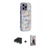 MARSİLYAN™- iPhone 15 Pro Max Kılıf Ahenk Modern Serisi - Siyah Bilvis Hayalet Cam Ekran Koruyucu + Raze Metal Kamera Lens - LT