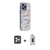 MARSİLYAN™- iPhone 15 Pro Max Kılıf Ahenk Modern Serisi - Siyah Bilvis Hayalet Cam Ekran Koruyucu + Siyah PVD Metal Kamera Lens