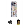 MARSİLYAN™- iPhone 15 Pro Max Kılıf Ahenk Modern Serisi - Siyah Buffer Cam Ekran Koruyucu + Raze Metal Kamera Lens - GS