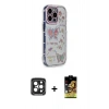 MARSİLYAN™- iPhone 15 Pro Max Kılıf Ahenk Modern Serisi - Siyah Buffer Cam Ekran Koruyucu + Siyah PVD Metal Kamera Lens