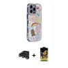 MARSİLYAN™- iPhone 15 Pro Max Kılıf Ahenk Modern Serisi - Siyah Buffer Cam Ekran Koruyucu + Titanyum Gri Raze Metal Kamera Lens