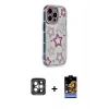 MARSİLYAN™- iPhone 15 Pro Max Kılıf Ahenk Modern Serisi - Siyah Buffer Hayalet Cam Ekran Koruyucu + PVD Metal Kamera Lens - GI