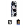 MARSİLYAN™- iPhone 15 Pro Max Kılıf Ahenk Modern Serisi - Siyah Buffer Hayalet Cam Ekran Koruyucu + PVD Metal Kamera Lens - GI