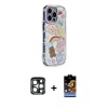 MARSİLYAN™- iPhone 15 Pro Max Kılıf Ahenk Modern Serisi - Siyah Buffer Hayalet Cam Ekran Koruyucu + PVD Metal Kamera Lens - LT