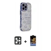 MARSİLYAN™- iPhone 15 Pro Max Kılıf Ahenk Modern Serisi - Siyah Buffer Hayalet Cam Ekran Koruyucu + PVD Metal Kamera Lens - LT