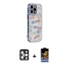 MARSİLYAN™- iPhone 15 Pro Max Kılıf Ahenk Modern Serisi - Siyah Buffer Hayalet Cam Ekran Koruyucu + PVD Metal Kamera Lens - LT