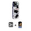 MARSİLYAN™- iPhone 15 Pro Max Kılıf Ahenk Modern Serisi - Siyah Buffer Hayalet Cam Ekran Koruyucu + PVD Metal Kamera Lens - LT