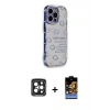 MARSİLYAN™- iPhone 15 Pro Max Kılıf Ahenk Modern Serisi - Siyah Buffer Hayalet Cam Ekran Koruyucu + PVD Metal Kamera Lens - SH