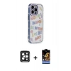 MARSİLYAN™- iPhone 15 Pro Max Kılıf Ahenk Modern Serisi - Siyah Buffer Hayalet Cam Ekran Koruyucu + PVD Metal Kamera Lens - SH