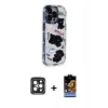 MARSİLYAN™- iPhone 15 Pro Max Kılıf Ahenk Modern Serisi - Siyah Buffer Hayalet Cam Ekran Koruyucu + PVD Metal Kamera Lens - SH
