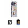 MARSİLYAN™- iPhone 15 Pro Max Kılıf Ahenk Modern Serisi - Siyah Buffer Hayalet Cam Ekran Koruyucu + PVD Metal Kamera Lens - SH