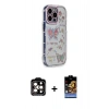 MARSİLYAN™- iPhone 15 Pro Max Kılıf Ahenk Modern Serisi - Siyah Buffer Hayalet Cam Ekran Koruyucu + Turuncu PVD Metal Kamera Lens