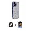 MARSİLYAN™- iPhone 15 Pro Max Kılıf Ahenk Modern Serisi - Siyah Buffer Hayalet Cam Ekran Koruyucu + Turuncu PVD Metal Kamera Lens
