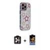 MARSİLYAN™- iPhone 15 Pro Max Kılıf Ahenk Modern Serisi - Siyah Buffer Hayalet Cam Ekran Koruyucu + Turuncu PVD Metal Kamera Lens
