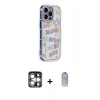 MARSİLYAN™- iPhone 15 Pro Max Kılıf Ahenk Modern Serisi - Siyah Joko Magic 5D Cam + Gümüş PVD Metal Kamera Lens