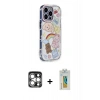 MARSİLYAN™- iPhone 15 Pro Max Kılıf Ahenk Modern Serisi - Siyah Polymer Nano Ekran Koruyucu + PVD Metal Kamera Lens - GS