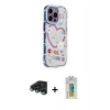 MARSİLYAN™- iPhone 15 Pro Max Kılıf Ahenk Modern Serisi - Siyah Polymer Nano Ekran Koruyucu + Lacivert Raze Metal Kamera Lens