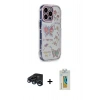 MARSİLYAN™- iPhone 15 Pro Max Kılıf Ahenk Modern Serisi - Siyah Polymer Nano Ekran Koruyucu + Lacivert Raze Metal Kamera Lens