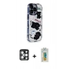 MARSİLYAN™- iPhone 15 Pro Max Kılıf Ahenk Modern Serisi - Siyah Polymer Nano Ekran Koruyucu + PVD Metal Kamera Lens - LT