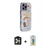 MARSİLYAN™- iPhone 15 Pro Max Kılıf Ahenk Modern Serisi - Siyah Polymer Nano Ekran Koruyucu + PVD Metal Kamera Lens - TU