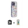 MARSİLYAN™- iPhone 15 Pro Max Kılıf Ahenk Modern Serisi - Siyah Polymer Nano Ekran Koruyucu + PVD Metal Kamera Lens - TU