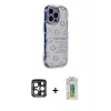 MARSİLYAN™- iPhone 15 Pro Max Kılıf Ahenk Modern Serisi - Siyah Polymer Nano Ekran Koruyucu + PVD Metal Kamera Lens - LT