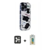 MARSİLYAN™- iPhone 15 Pro Max Kılıf Ahenk Modern Serisi - Siyah Polymer Nano Ekran Koruyucu + PVD Metal Kamera Lens - GI