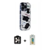 MARSİLYAN™- iPhone 15 Pro Max Kılıf Ahenk Modern Serisi - Siyah Polymer Nano Ekran Koruyucu + PVD Metal Kamera Lens - TU