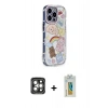 MARSİLYAN™- iPhone 15 Pro Max Kılıf Ahenk Modern Serisi - Siyah Polymer Nano Ekran Koruyucu + PVD Metal Kamera Lens - GI