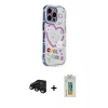 MARSİLYAN™- iPhone 15 Pro Max Kılıf Ahenk Modern Serisi - Siyah Polymer Nano Ekran Koruyucu + Raze Metal Kamera Lens - SH