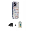 MARSİLYAN™- iPhone 15 Pro Max Kılıf Ahenk Modern Serisi - Siyah Polymer Nano Ekran Koruyucu + Titanyum Gri Raze Metal Kamera Lens