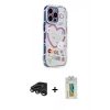 MARSİLYAN™- iPhone 15 Pro Max Kılıf Ahenk Modern Serisi - Siyah Polymer Nano Ekran Koruyucu + Titanyum Gri Raze Metal Kamera Lens