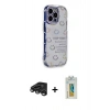 MARSİLYAN™- iPhone 15 Pro Max Kılıf Ahenk Modern Serisi - Siyah Polymer Nano Ekran Koruyucu + Titanyum Gri Raze Metal Kamera Lens