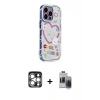 MARSİLYAN™- iPhone 15 Pro Max Kılıf Ahenk Modern Serisi - Siyah Vanessa Magic Hayalet Cam + PVD Metal Kamera Lens - GS